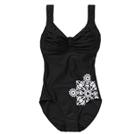 Abecita Alanya Graphic Love Kanters delight swimsuit. Klassisk baddräkt, skuren under bysten för snygg effekt. 

