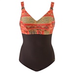Abecita African Queen Kanters swimsuit. Klassisk baddräkt, skuren under bysten för snygg effekt. 

